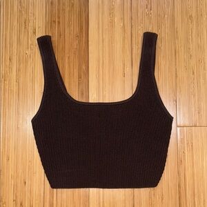 Sculpt Knit Squareneck Cropped Tank in brown